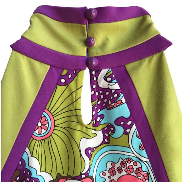 Nicole Miller Retro Glam Psychedelic Multi Color Sleeveless Blouse M - Picture 5 of 9